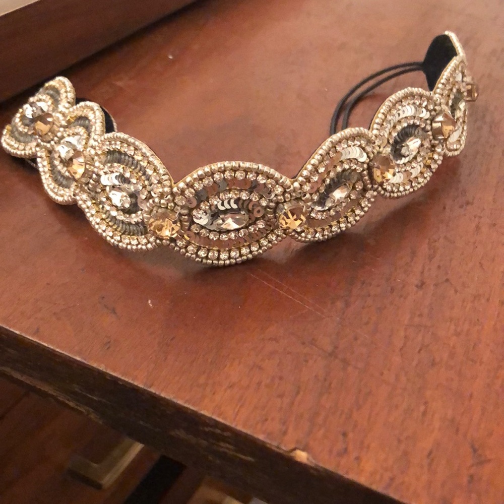 Pink Pewter headband. Silver